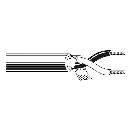 Belden Multi-Conductor Cable, TNC, 18 AWG, 2 C, Chrome, PVC, Stranded, 300V AC, Indoor, 1000 ft 8790 0601000